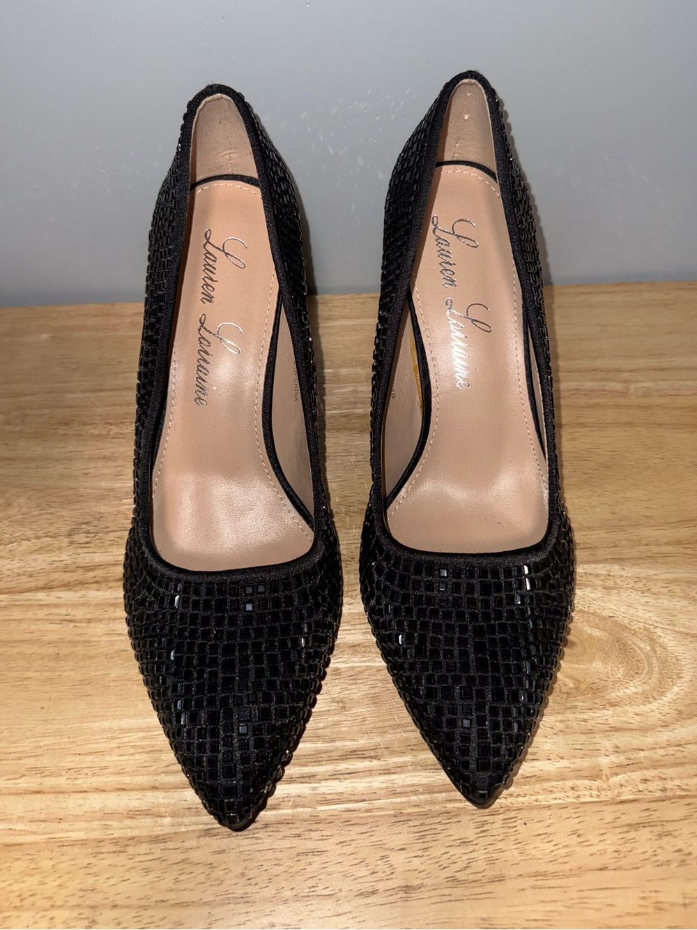 Black Embellished Pointed Pumps Size 9.5